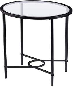 Table d'appoint ronde Table d'appoint Métal Acrylique Table d'appoint ovale Noir - Product Image 1