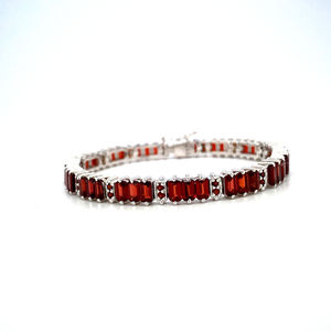 Trendy Natural Red Garnet Gemstone Tennis <b>Bracelet</b> 925 Solid Sterling <b>Silver</b> <b>Adjustable</b> <b>Bracelet</b> Custom Designer - Product Image 1