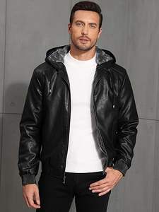 Veste en faux cuir coupe ajustée pour homme élégant en noir Design classique pour un look intemporel à prix abordable - Product Image 4