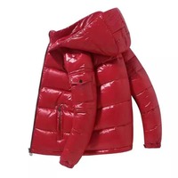 Blouson Bomber d'Hiver Personnalisé pour Homme, Brillant, à Capuche, Col Montant, Réversible, Grande Taille, Matelassé Noir, pour l'Extérieur