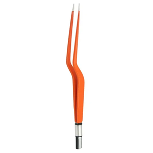 Forceps de coagulation bipolaire sur mesure forceps bipolaire en acier allemand à baïonnette incurvée enduite de couleur orange - Product Image 4