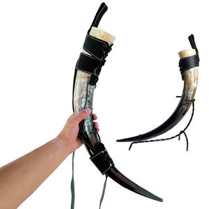 Venta al por mayor de artesanía natural vaca vikingo beber cuerno pulido estilo Animal cerveza fiesta artículos bajo precio sal lámpara vino cuerno regalo - Product Image 3