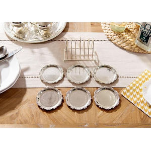 Ensemble de 4 sous-verres en métal en cuivre martelé pour la maison Bar Party Tabletop Round Tea & Coffee Servant Coaster - Product Image 6