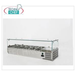Vitrine Réfrigérée pour Ingrédients de Pizza de 140 cm de Long, Économe en Énergie, en Verre Réglable, pour 6 Contenants GN 1/4 - Product Image 3