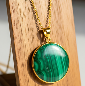 Top Grade Dainty 925 Chaîne En Argent Sterling Bohème Naturel Malachite Forme Ronde Pendentif Guérison Cristal Cadeau De Mode - Product Image 5