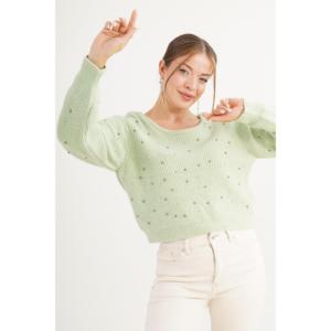 Pull décontracté vert brodé rose sans dos pour la vente en gros - Product Image 6