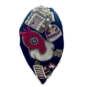 Elegante diadema navideña con lazo grande para mujeres y niñas Diseño exclusivo Tela de bordes anchos Diadema festiva para festivales - Product Image 1