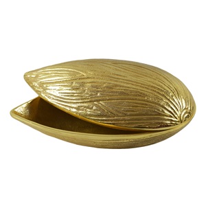 ชามผลไม้ทองเหลืองพร้อมฝาปิดสำหรับตกแต่งโต๊ะรับประทานอาหารของขวัญคืนแต่งงานรูปทรงอัลมอนด์ชามผลไม้แห้งทำจากทองเหลืองพร้อมฝาปิด - Product Image 2