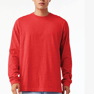 Nouveau design 100% coton T-shirts pour hommes Conception personnalisée OEM ODM service personnalisé en gros manches longues couleur rouge Hommes t-shirts - Product Image 1