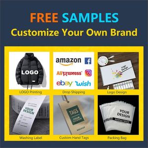 Blouson matelassé en toile pour homme, haute qualité, hiver, style streetwear décontracté, logo imprimé personnalisé sur le devant, coupe ample, col montant, imperméable - Product Image 6