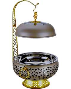 Top-Quality White Powder Coated Steel Chafing Dish Laser Cut Design and Silver Plated Stand Perfect for Buffet and Event Serving - Product Image 2