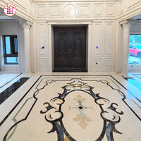 Villa de luxe, décoration de maison en pierre de marbre, carreaux de sol en marbre crème, marbre beige, personnalisation par jet d'eau, prix d'usine en Chine