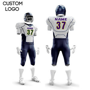 Vente chaude Uniforme de football américain personnalisé Maille polyester Sublimation Manches courtes Jersey Évacuation de l'humidité Unisexe Toutes saisons - Product Image 1