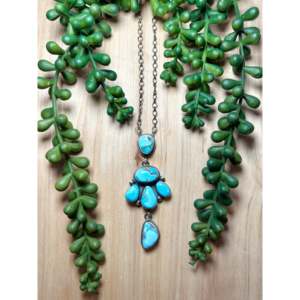 Collier Eli Skeets en turquoise Golden Hills et argent sterling, objet de collection culturelle - Product Image 1