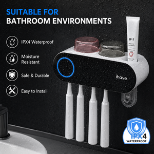 Esterilizador UV de cepillos de dientes con logo personalizado, soporte de pared sin perforaciones, dispensador automático de pasta de dientes - Product Image 5