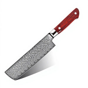 Juego de cuchillos de cocina Nakiri profesionales de 7 pulgadas con hoja de acero damasco VG10 10Cr15CoMoV de 67 capas y mango de madera de sándalo. - Product Image 1