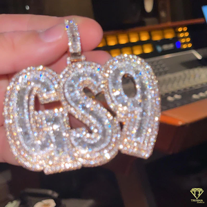 Pendentif de rêve de glace 3D fait à la main VVS GS9 lettre de diamant Moissanite en argent sterling 925 avec placage blanc et rhodium Style Hip Hop - Product Image 4