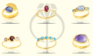 Handmade New 925 Sterling Silver <b>Crystal</b> <b>Ring</b> Gold Plated Rough Stone Jewelry - Product Image 5