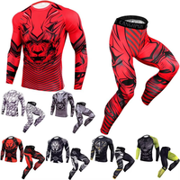 Conjunto de Rashguard para MMA para Hombre, Venta al por Mayor, Camiseta de Manga Larga y Leggings Sublimados, Uniforme con Tela Transpirable UPF50
