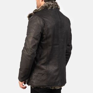 Casual Style Sheepskin <b>Leather</b> <b>Fur</b> Jacket for Men in Best Design <b>Leather</b> Winter <b>Coat</b> for Mens - Product Image 2