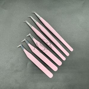 Pince à épiler professionnelle d'extension de cils avec logo personnalisé en acier inoxydable durable japonais avec une forte adhérence et une couleur personnalisée - Product Image 6