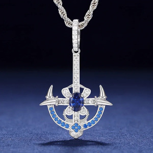 Colgante de Moissanita con Forma de Ancla, Corte Brillante Redondo, Plata 925, Engaste de Garras, Estilo Hiphop, Unisex, Uso Diario - Product Image 2