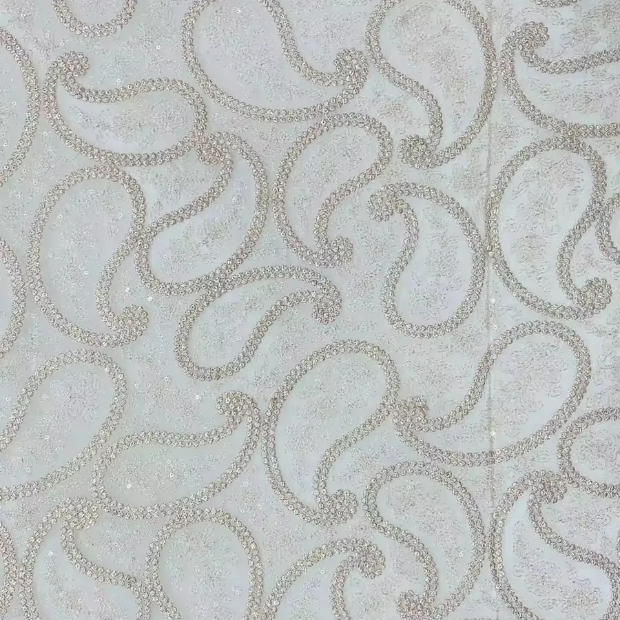 High Quality 100% Viscose Chinon Fabric Multi-Thread and Sequins Embroidery Manufacturer and Supplier