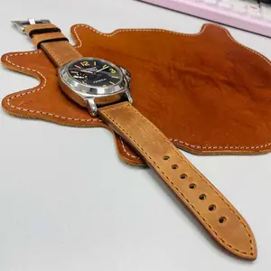 Custom Hand-made 24mm Genuine Wrist Vintage Leather Watch Bands Soft Matte Watch Strap for Luxury sports watch