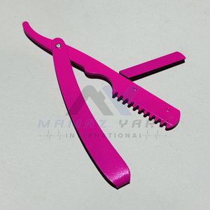 Straight Hairdressing Thinning Razor Stainless Steel Swing Lock Hair <b>Trimming</b> Knife Pink Replaceable Blade Barber <b>Tool</b> - Product Image 4
