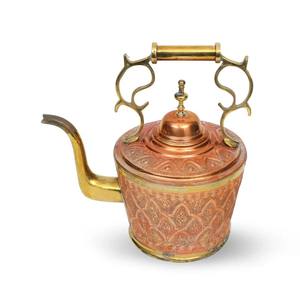 Bouilloire à thé victorienne en laiton artisanale exquise avec finition patinée plaquée or, capacité de 500 ml, résistante à la chaleur, décoration d'intérieur - Product Image 1