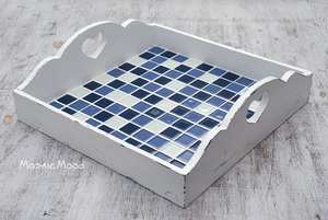 Plateau moderne en bois de noyer pouf avec poignées plateau de service pour la décoration de salon idée cadeau pour la maison - Product Image 2