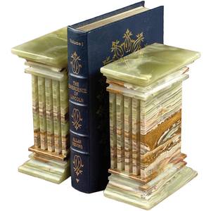 Serre-livres à colonne cannelée en marbre, serre-livres en onyx vert tourbillonnant Renaissance, serre-livres mexicains en marbre onyx vintage - Product Image 4