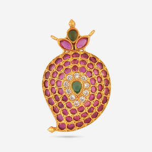 Colgante de Plata 925 con Dijes de Templo y Engaste de Bisel, Joyería Artesanal con Diamante y Perla, Hecho en India - Product Image 1
