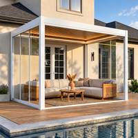 Pergola bioclimatique motorisée en aluminium avec toit à lamelles électriques, cadre en aluminium 6063 de couleur personnalisée, imperméable