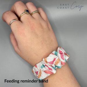 Scrunchie de lactancia | Pulsera de este lado siguiente. Plumas de colores, tela de algodón. Lactancia, lactancia, mamá y bebé - Product Image 2