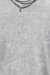 T-shirt à manches courtes personnalisé à double épaisseur et délavé à l'acide pour hommes, imprimé graphique fissuré, Streetwear vintage, t-shirt surdimensionné au design vierge - Product Image 3