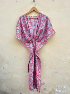 Robe Kfatan florale faite à la main pour femmes, 100% coton, couleur personnalisée ODM, couverture de bikini, style décontracté, vêtements de nuit, vacances d'automne à la plage - Product Image 5