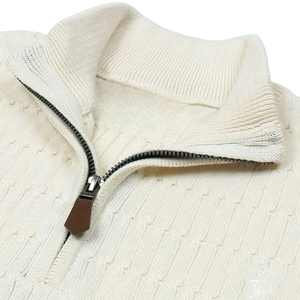 Mens Ivory <b>Cable</b> Knit Polo Shirt Premium Cotton Knitwear Short <b>Sleeve</b> Textured Classic Fit Casual Smartwear Apparel - Product Image 6