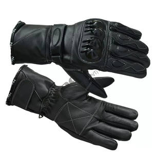 Protección de guantes de moto de alta resistencia con logotipo personalizado Guantes de dedo completo de motocicleta de carreras de cuero genuino - Product Image 1