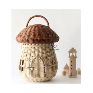 <b>Mushroom</b> Shaped Basket Natural Rattan Storage Basket Cute Basket <b>for</b> Kid Room <b>Decor</b> Handmade From Vietnam - Product Image 4
