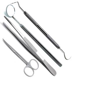 Juego de instrumentos dentales de acero inoxidable de primera calidad para cavitación de dientes secos, 4 piezas, manual, uso profesional, certificado CE Clase I, acolchado de 5 mandíbulas - Product Image 5