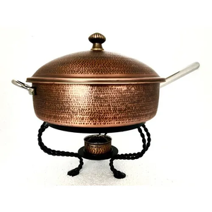 Plat à friture en cuivre au design unique fini antique chauffe-plats chauffe-plats pour buffet chauffe-plats pour la restauration - Product Image 1