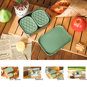 720ml + 230ml + 230ml thép không gỉ Snack container 304 thép không gỉ ăn trưa hộp Bento Box với Silicone Nắp - Product Image 4