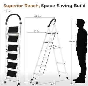 Nouvelle échelle pliable à 6 marches Vision, robuste, compacte, stable, pour usage domestique, capacité de 150 kg - Product Image 4
