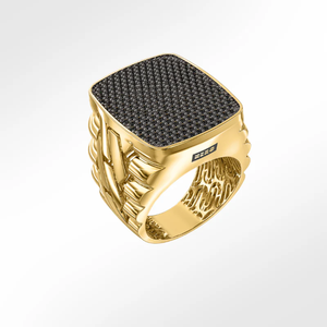 Chaîne de Monaco en or véritable massif Bague Nero Bijoux plaqués or Bague Moissanite en or jaune pour hommes Bijoux de mode - Product Image 1