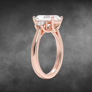 Anillo de compromiso de oro con tres diamantes cultivados en laboratorio, corte radiante, para mujer, certificado IGI, joyería fina, diseño nupcial elegante. - Product Image 4