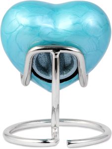 Urnes de coeur pour les restes funéraires Cendres Adulte Homme Femme | Bleu océan Amour Coeur Souvenir Urnes Bleu océan - Product Image 3