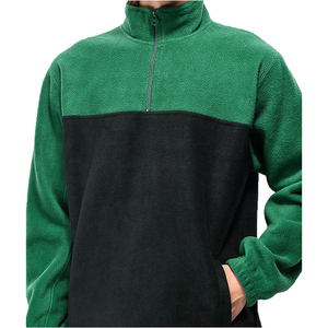 เสื้อสเวตเตอร์ผ้าฟลีซแบบสวมหัวแขนยาวสำหรับผู้ชายผ้าคอตตอนเนื้อ1/4แบบรูดซิปมีกระเป๋า - Product Image 4