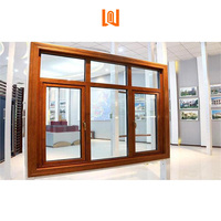 Diseño estándar europeo Ventanas de madera de aluminio Perfil compuesto personalizado Ventanas de revestimiento de aluminio Ventanas francesas de madera