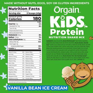 Mélange de poudre protéinée pour enfants Orgain, saveur crème glacée à la vanille, 1 lb - Product Image 3